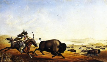  hunting Canvas - Peter Rindisbacher xx Assiniboin Hunting on Horseback